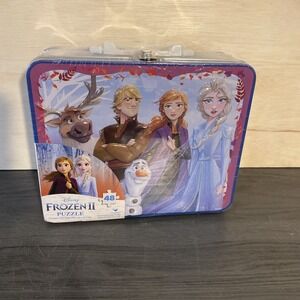 Disney Frozen II 48 Piece Puzzle in Tin Lunch Box Elsa Anna New Sealed‎